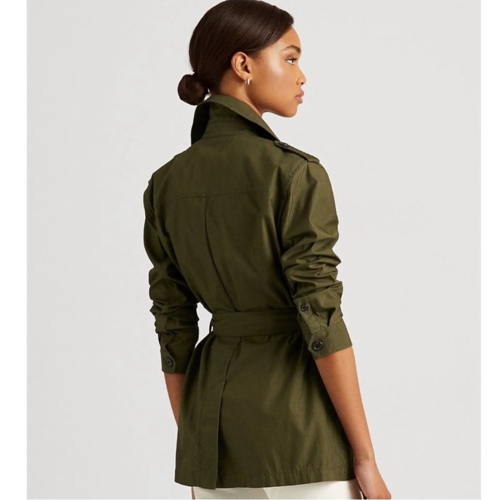 Lauren Ralph Lauren Belted Cotton Twill Field Jacket Size 10 - Picture 14 of 15